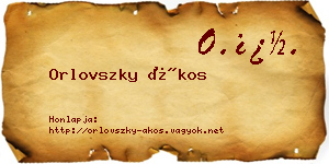 Orlovszky Ákos névjegykártya